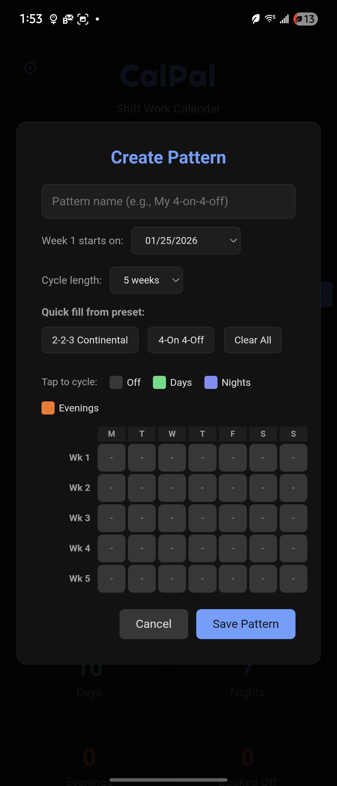 Create Pattern - Dark